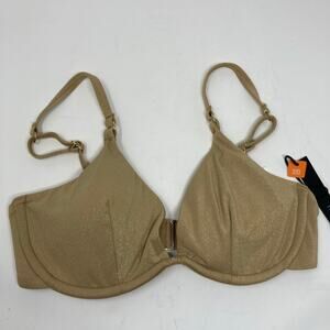 MaxSwim Gold Bikini Top Ryan Shimmer Underwire In Champagned Size M 32D NWT